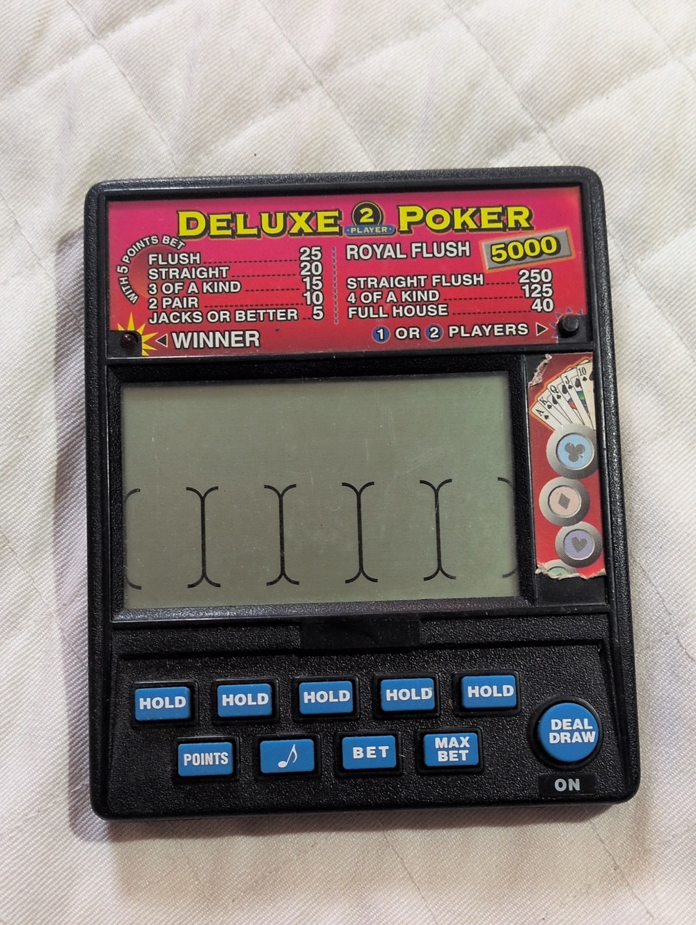 Vintage RadioShack Deluxe 2 Player Poker Handheld Tandy Working Collectible